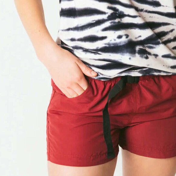 KAVU Elle 4" Quick Dry Hiking Outdoor Shorts with Belt in Rhubarb (Dark Red) - Picture 1 of 10